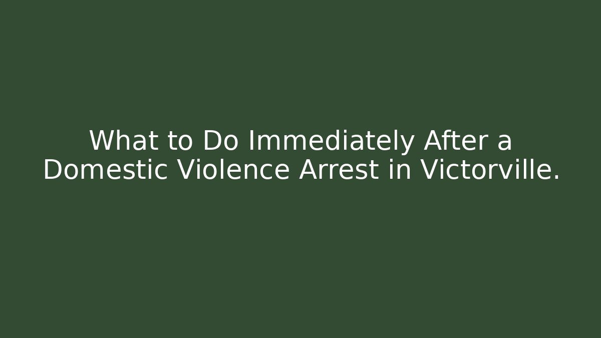 What to Do Immediately After a Domestic Violence Arrest in Victorville.