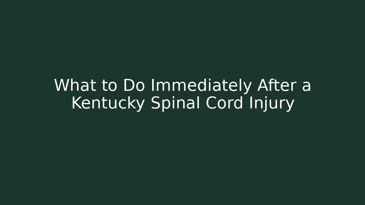 What to Do Immediately After a Kentucky Spinal Cord Injury
