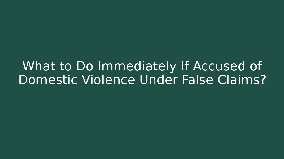 What to Do Immediately If Accused of Domestic Violence Under False Claims?