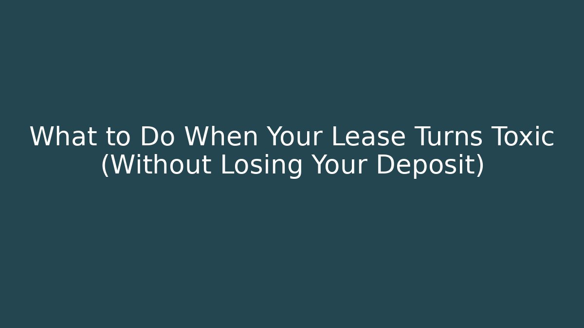 What to Do When Your Lease Turns Toxic (Without Losing Your Deposit)