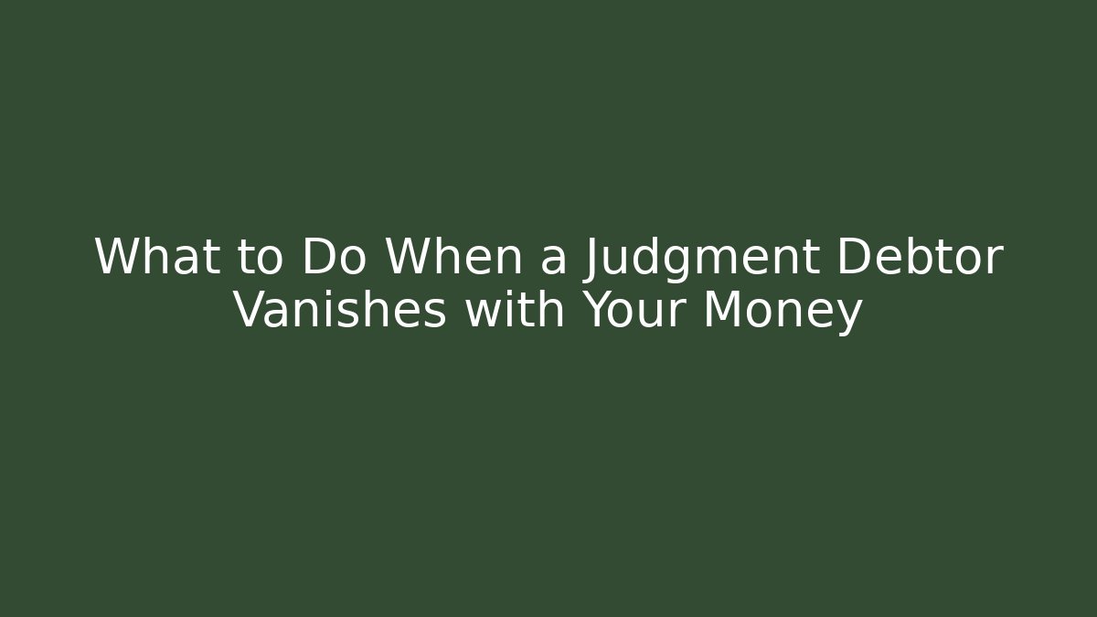 What to Do When a Judgment Debtor Vanishes with Your Money - WealthxGroup