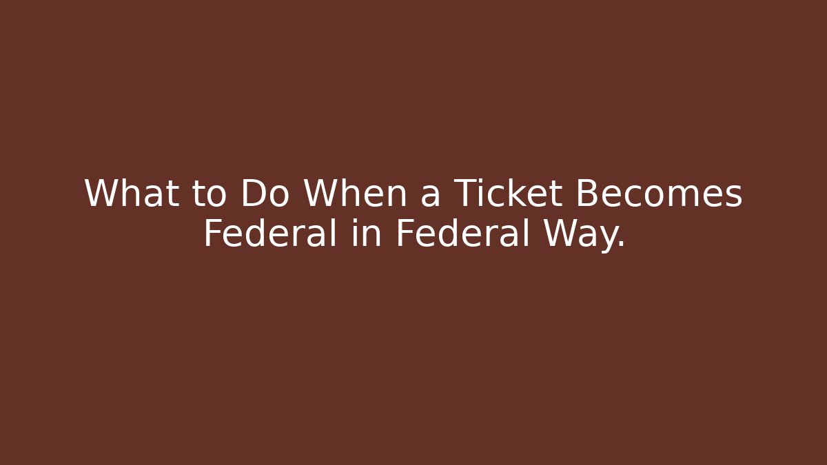What to Do When a Ticket Becomes Federal in Federal Way.