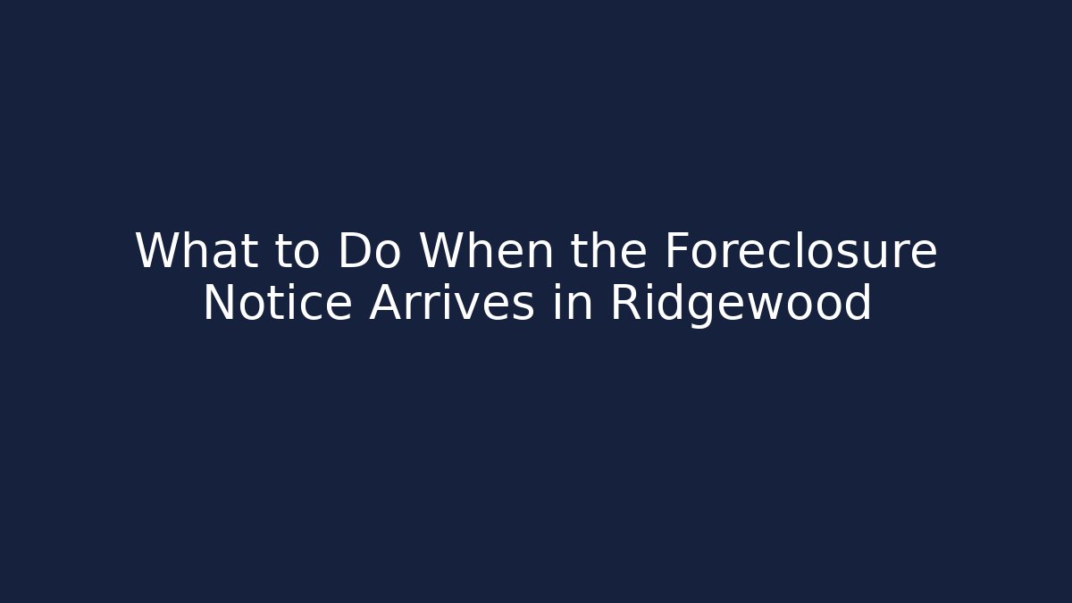 What to Do When the Foreclosure Notice Arrives in Ridgewood