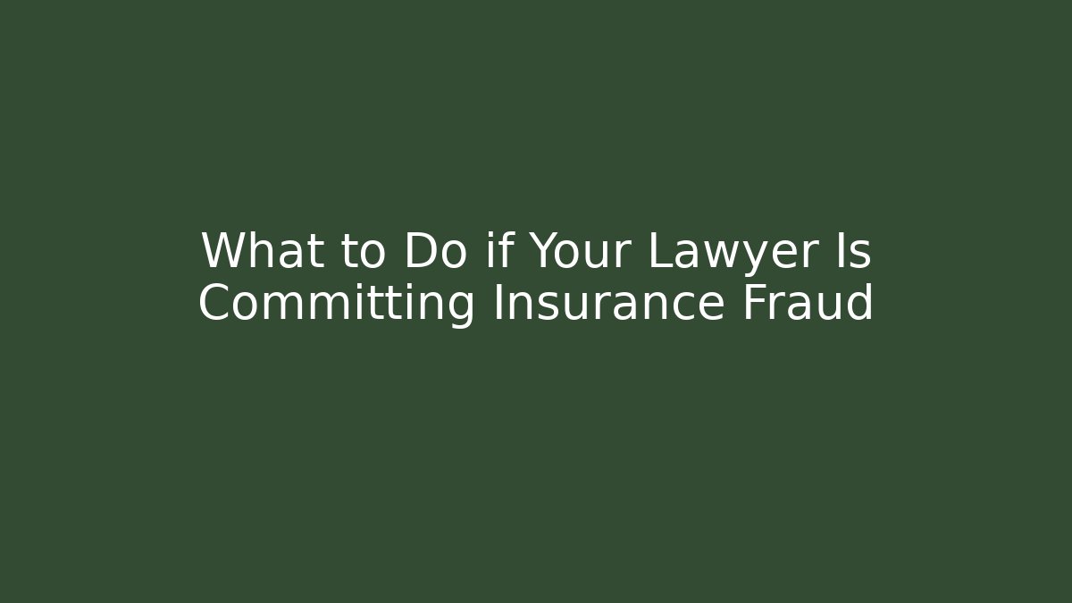 What to Do if Your Lawyer Is Committing Insurance Fraud