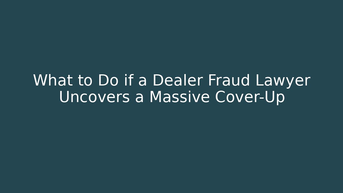 What to Do if a Dealer Fraud Lawyer Uncovers a Massive Cover-Up