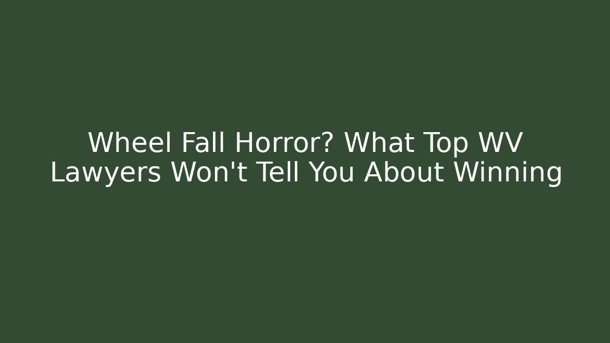 Wheel Fall Horror? What Top WV Lawyers Won’t Tell You About Winning