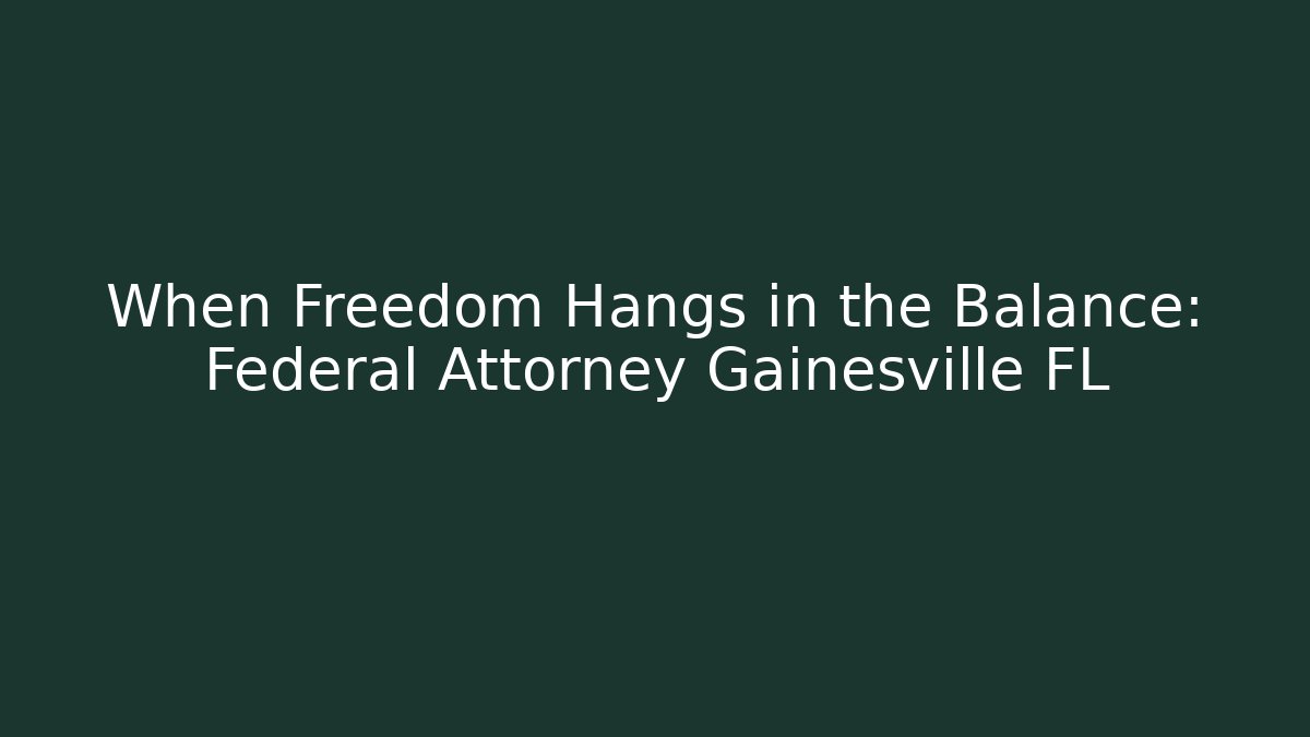When Freedom Hangs in the Balance: Federal Attorney Gainesville FL