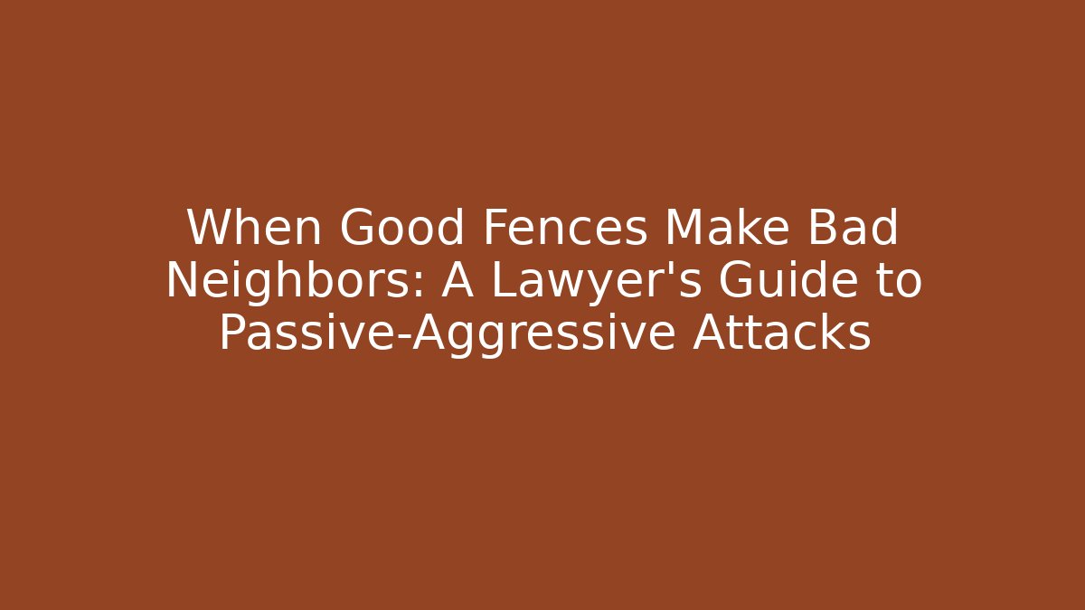 When Good Fences Make Bad Neighbors: A Lawyer’s Guide to Passive-Aggressive Attacks - WealthxGroup