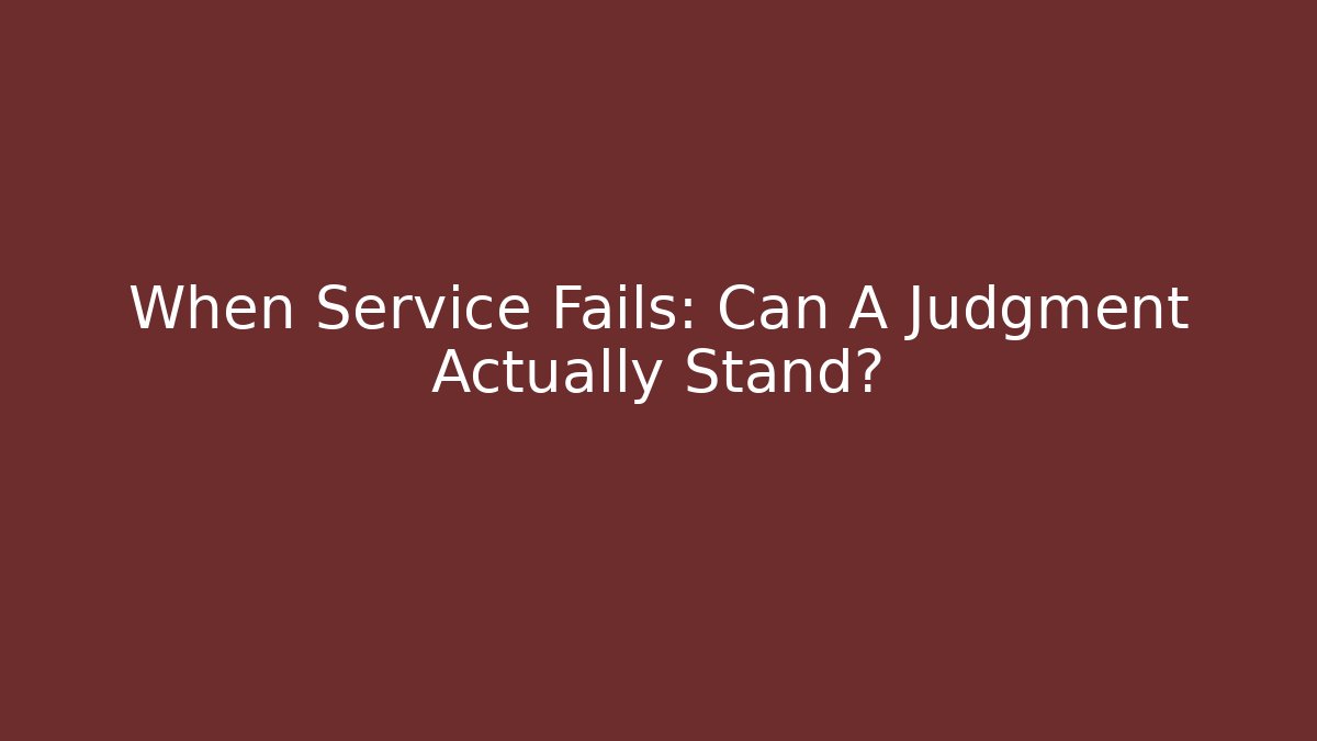 When Service Fails: Can A Judgment Actually Stand?