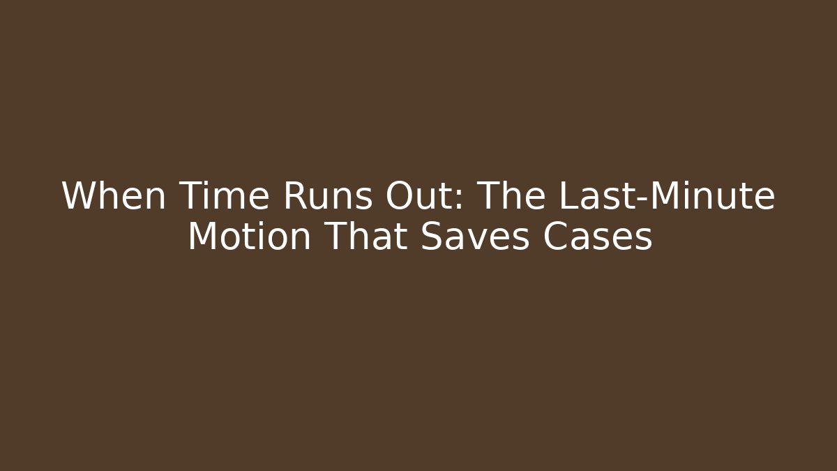 When Time Runs Out: The Last-Minute Motion That Saves Cases - WealthxGroup