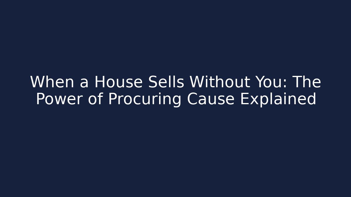 When a House Sells Without You: The Power of Procuring Cause Explained - WealthxGroup
