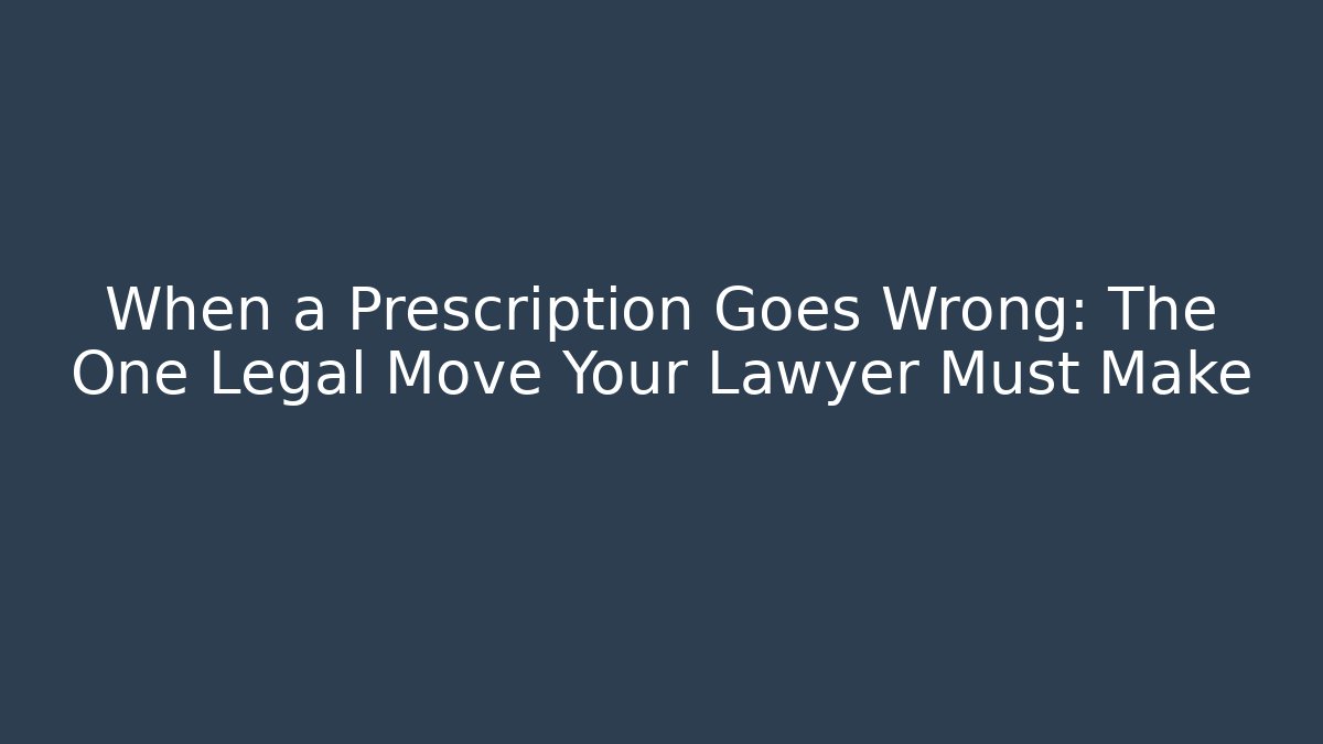 When a Prescription Goes Wrong: The One Legal Move Your Lawyer Must Make