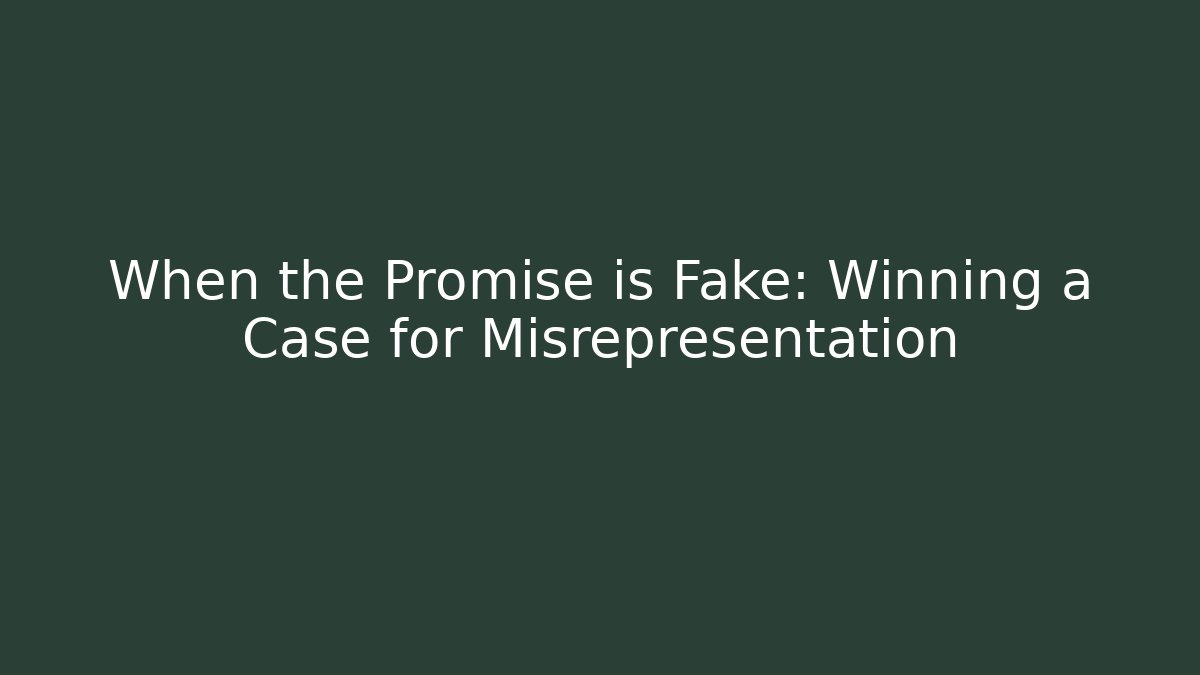 When the Promise is Fake: Winning a Case for Misrepresentation - WealthxGroup