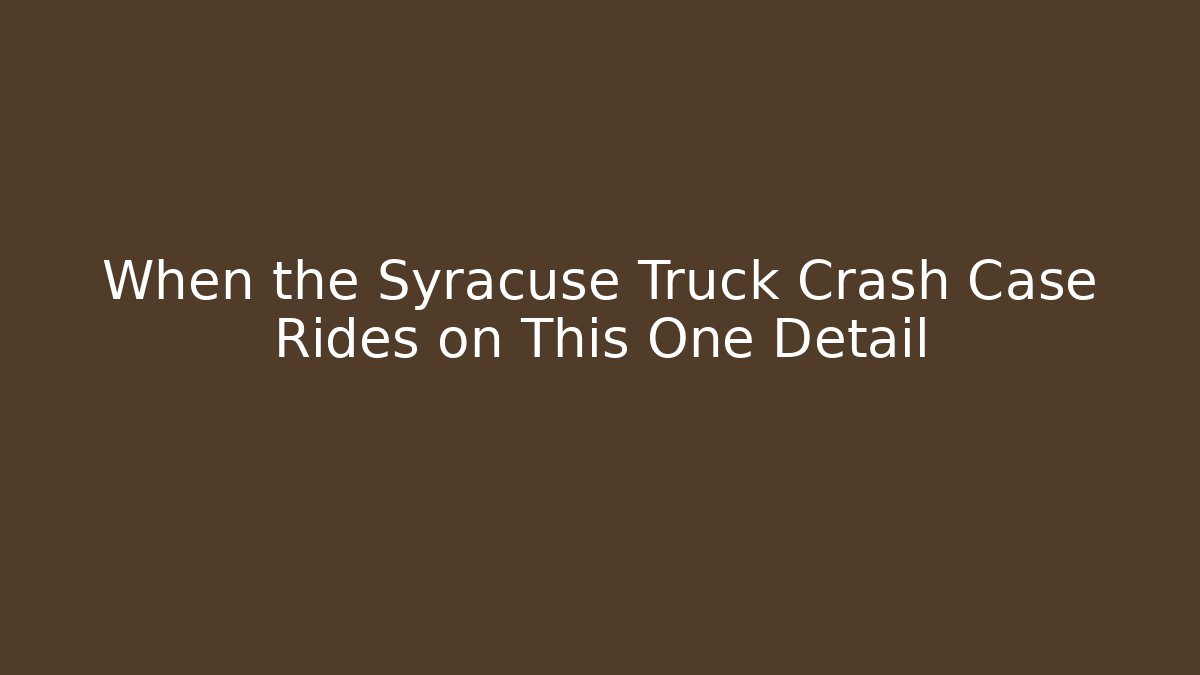 When the Syracuse Truck Crash Case Rides on This One Detail