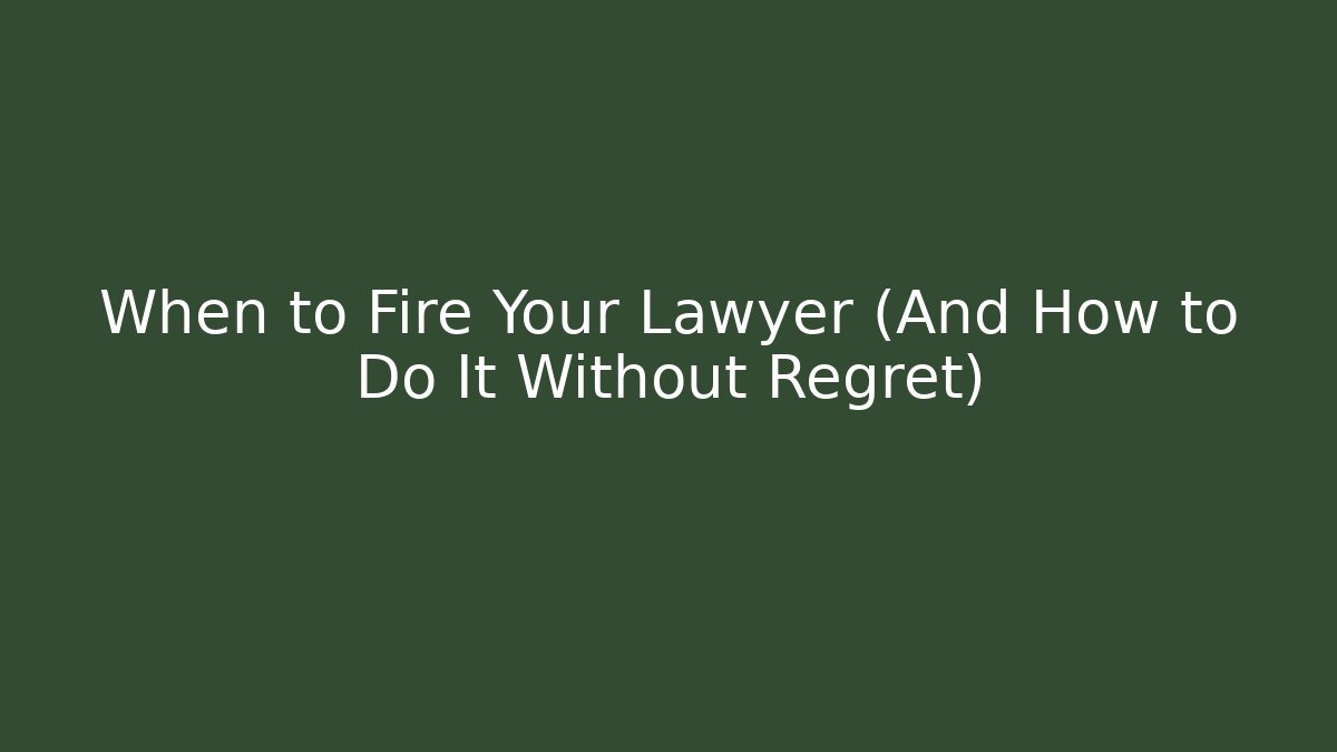 When to Fire Your Lawyer (And How to Do It Without Regret)