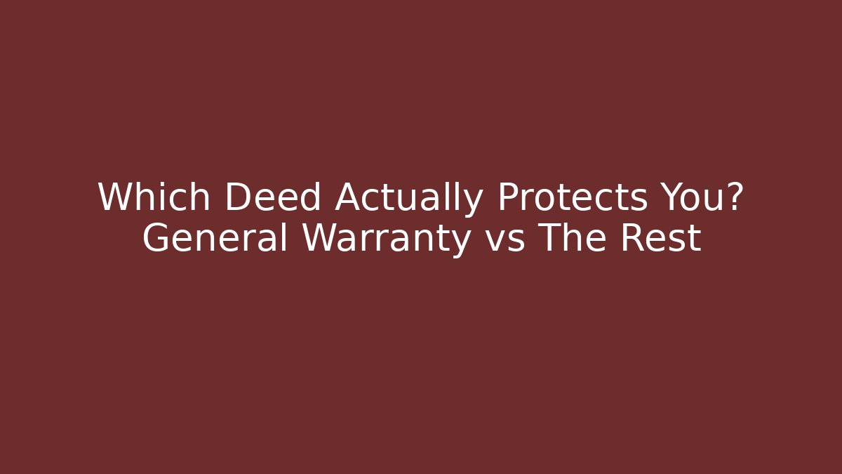 Which Deed Actually Protects You? General Warranty vs The Rest