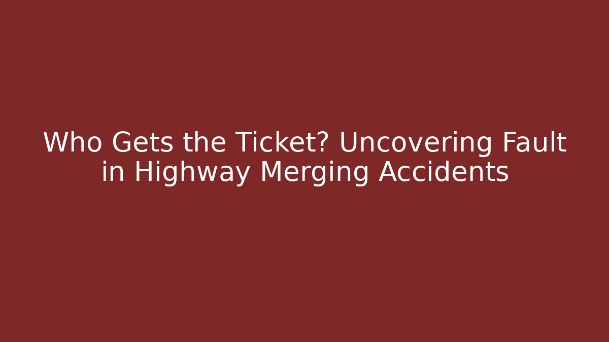Who Gets the Ticket? Uncovering Fault in Highway Merging Accidents