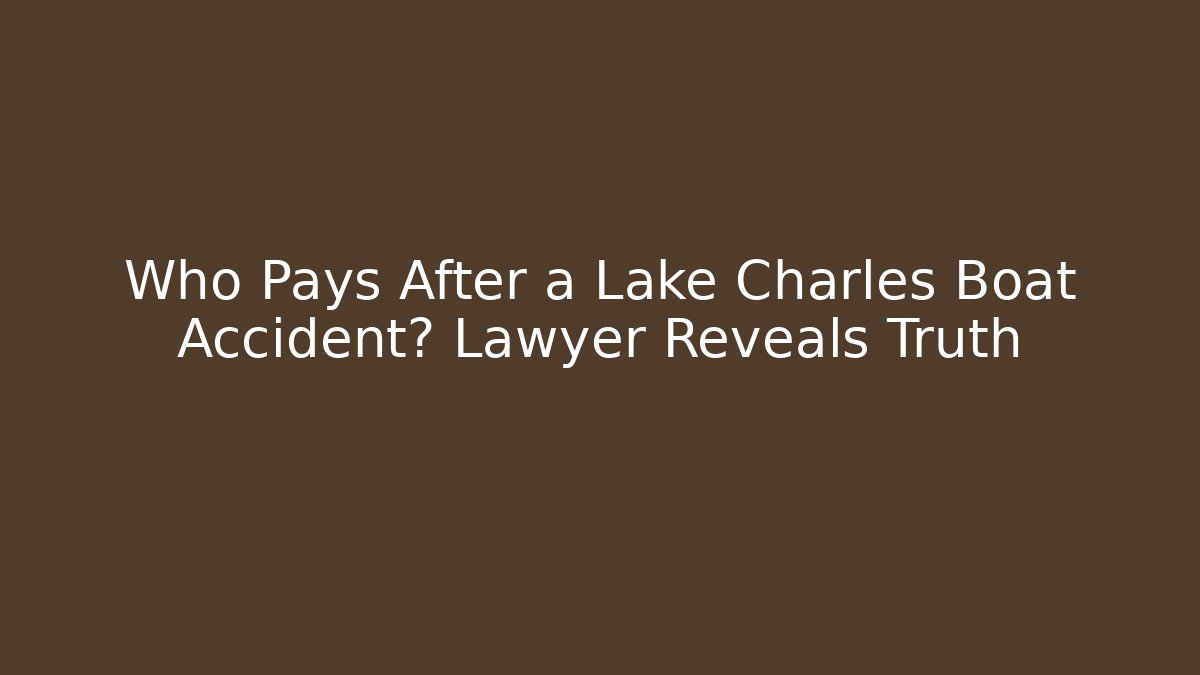 Who Pays After a Lake Charles Boat Accident? Lawyer Reveals Truth