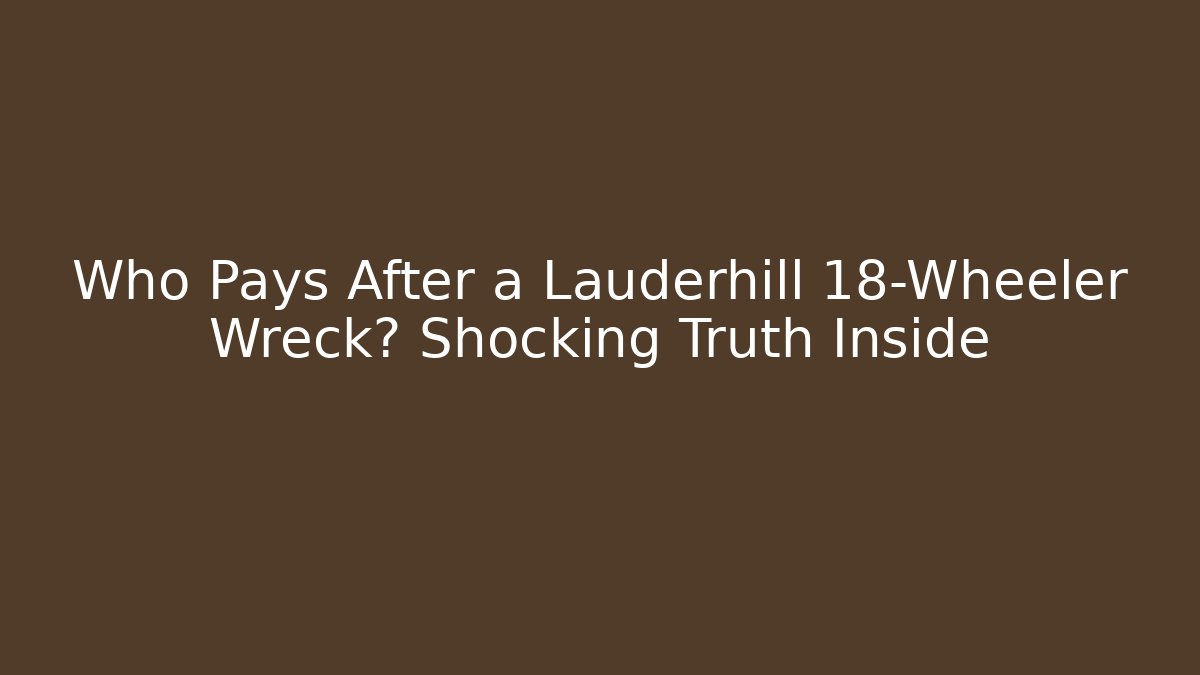 Who Pays After a Lauderhill 18-Wheeler Wreck? Shocking Truth Inside - WealthxGroup