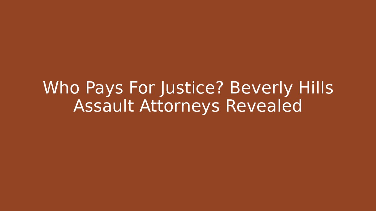 Who Pays For Justice? Beverly Hills Assault Attorneys Revealed
