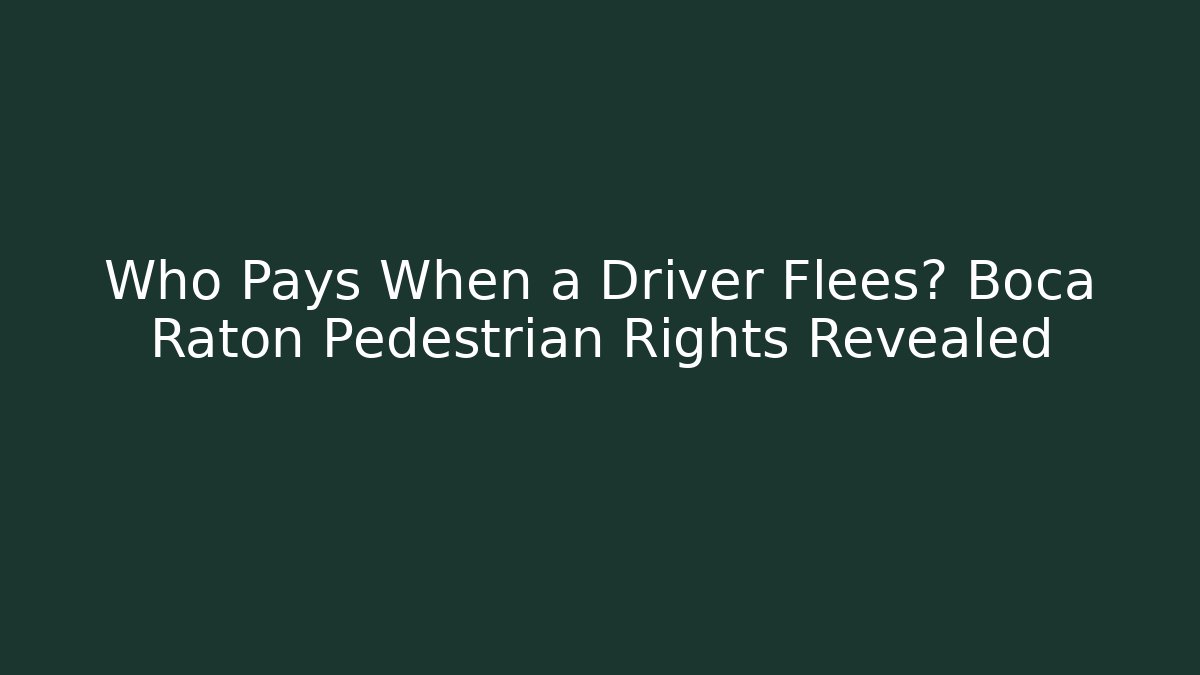 Who Pays When a Driver Flees? Boca Raton Pedestrian Rights Revealed