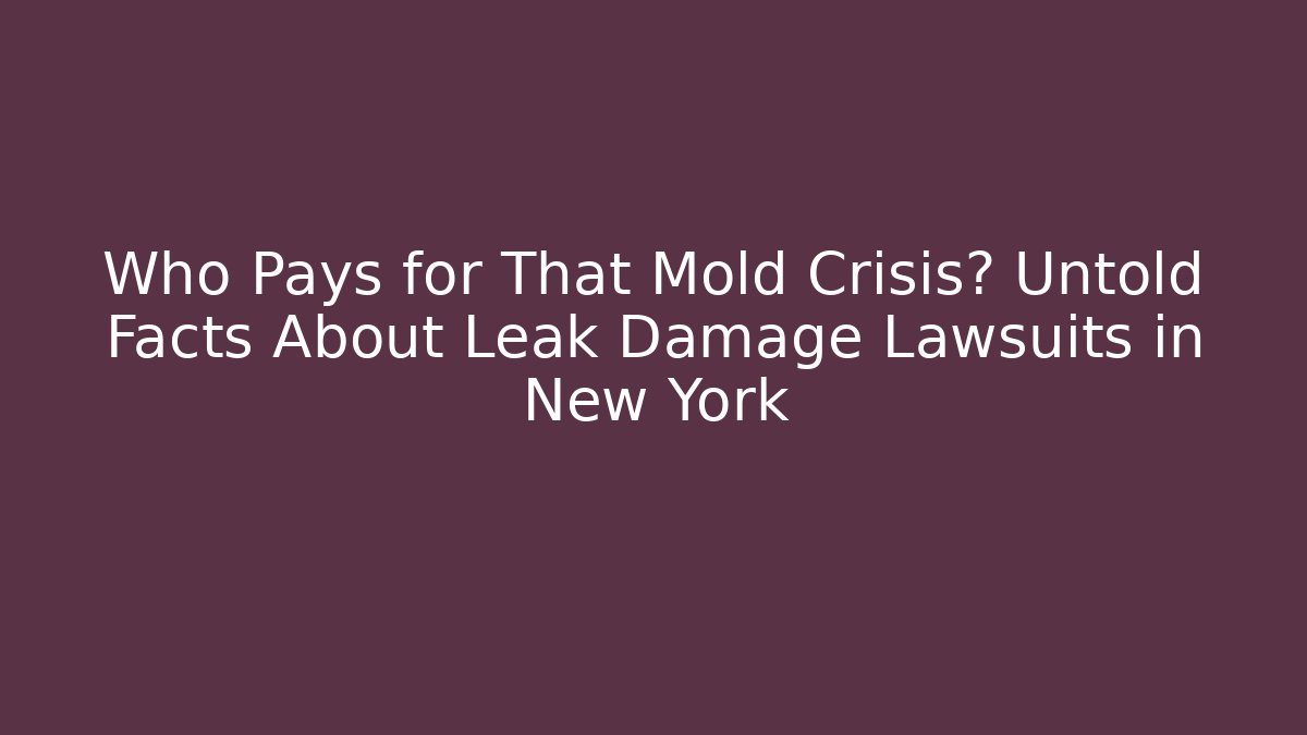 Who Pays for That Mold Crisis? Untold Facts About Leak Damage Lawsuits in New York