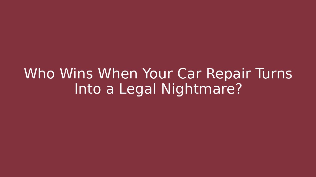 Who Wins When Your Car Repair Turns Into a Legal Nightmare?