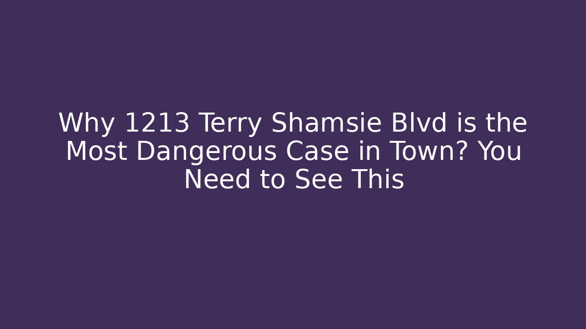 Why 1213 Terry Shamsie Blvd is the Most Dangerous Case in Town? You Need to See This
