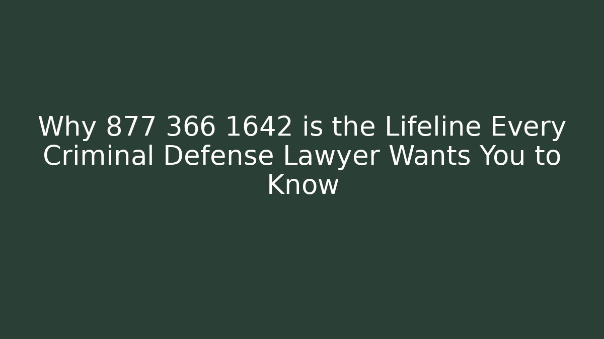 Why 877 366 1642 is the Lifeline Every Criminal Defense Lawyer Wants You to Know