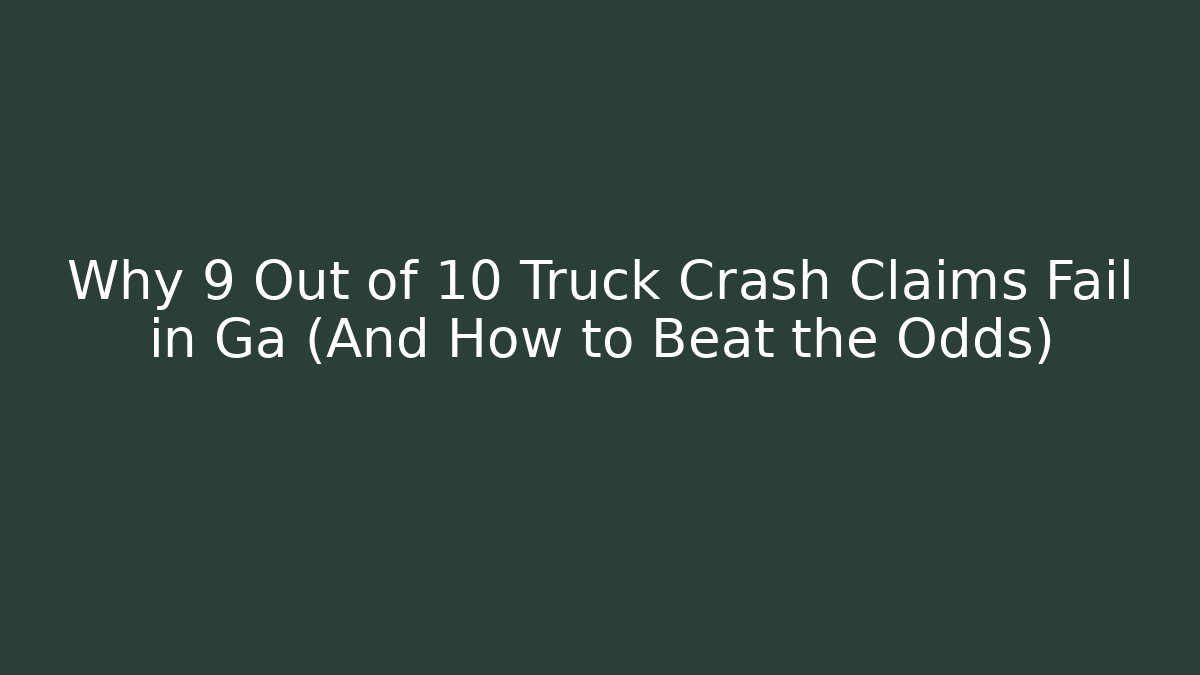 Why 9 Out of 10 Truck Crash Claims Fail in Ga (And How to Beat the Odds)