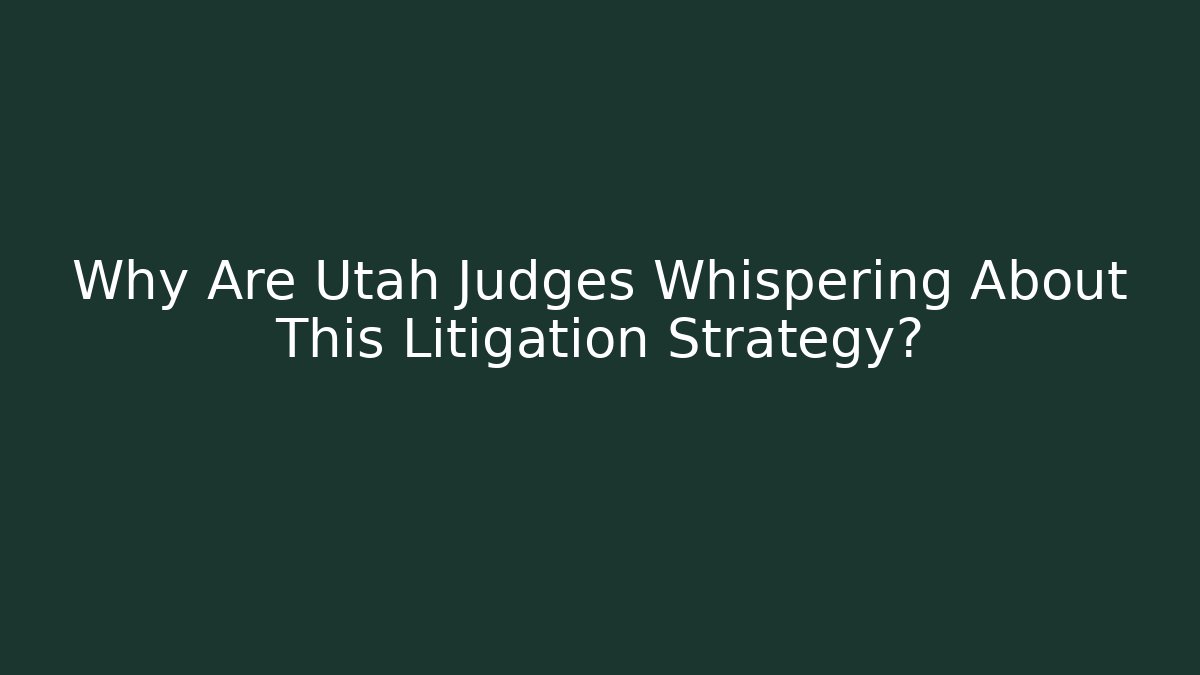 Why Are Utah Judges Whispering About This Litigation Strategy?