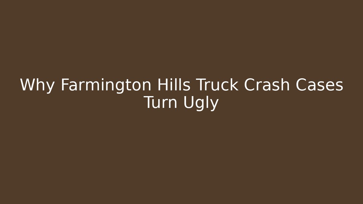 Why Farmington Hills Truck Crash Cases Turn Ugly