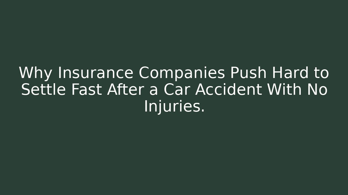 Why Insurance Companies Push Hard to Settle Fast After a Car Accident With No Injuries.