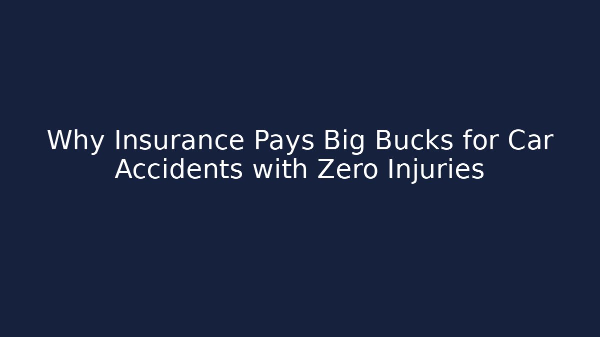 Why Insurance Pays Big Bucks for Car Accidents with Zero Injuries