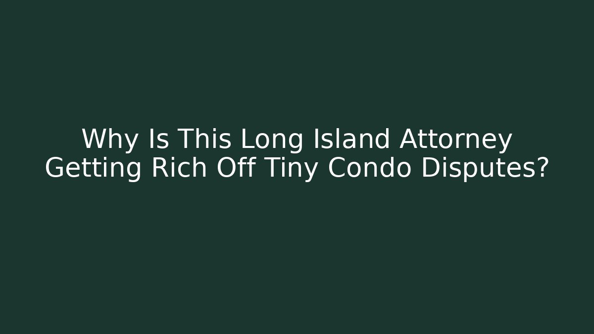 Why Is This Long Island Attorney Getting Rich Off Tiny Condo Disputes?