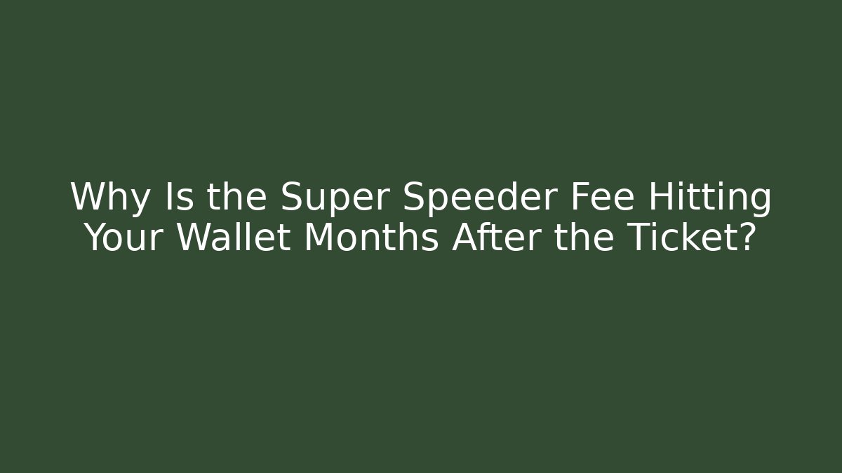 Why Is the Super Speeder Fee Hitting Your Wallet Months After the Ticket?