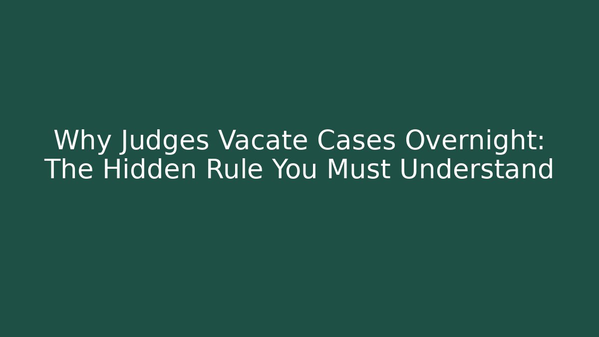 Why Judges Vacate Cases Overnight: The Hidden Rule You Must Understand