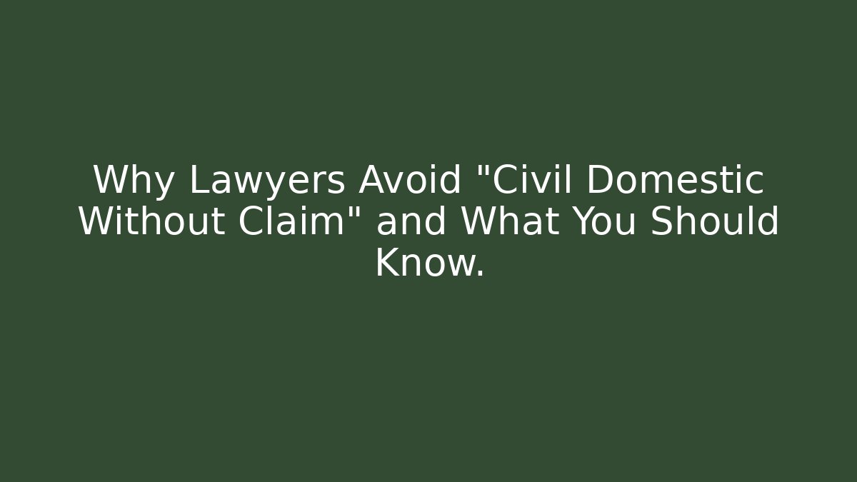 Why Lawyers Avoid "Civil Domestic Without Claim" and What You Should Know. - WealthxGroup