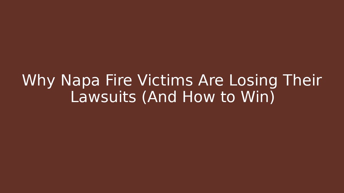 Why Napa Fire Victims Are Losing Their Lawsuits (And How to Win)