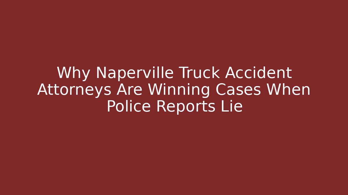 Why Naperville Truck Accident Attorneys Are Winning Cases When Police Reports Lie