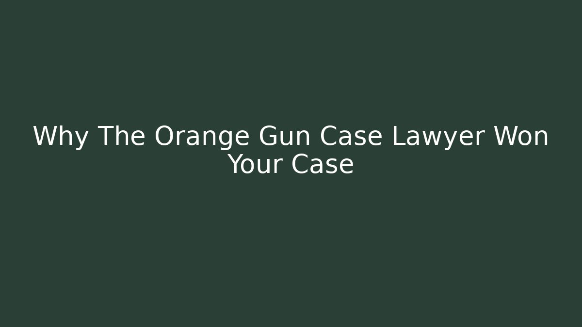 Why The Orange Gun Case Lawyer Won Your Case
