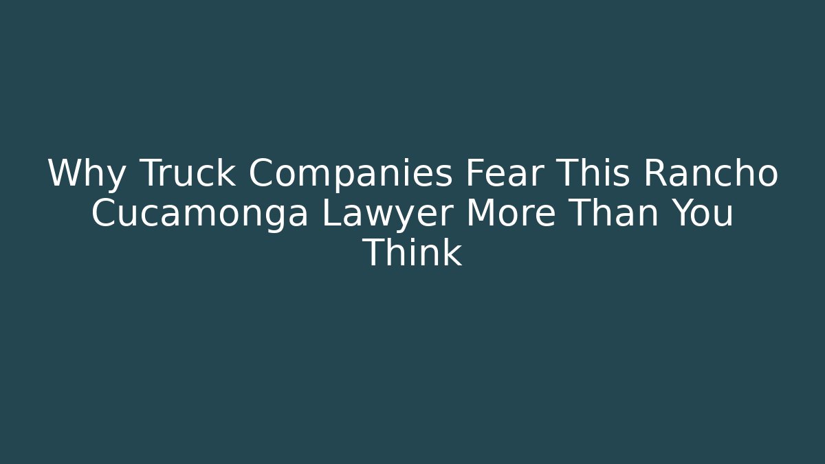 Why Truck Companies Fear This Rancho Cucamonga Lawyer More Than You Think