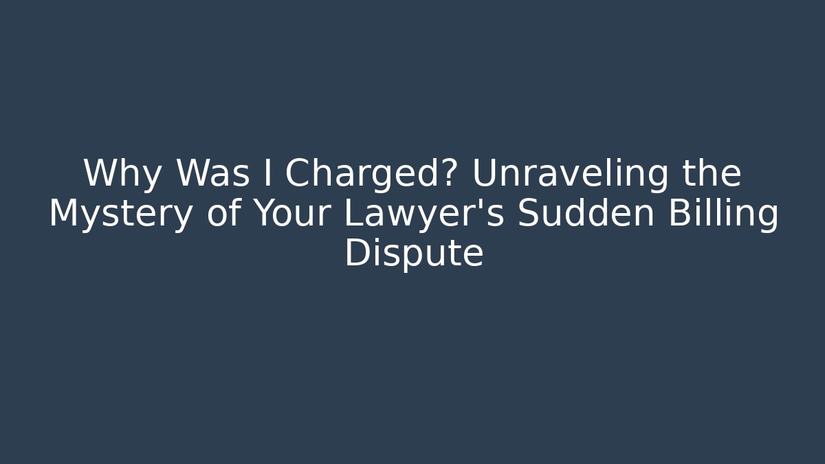 Why Was I Charged? Unraveling the Mystery of Your Lawyer's Sudden Billing Dispute