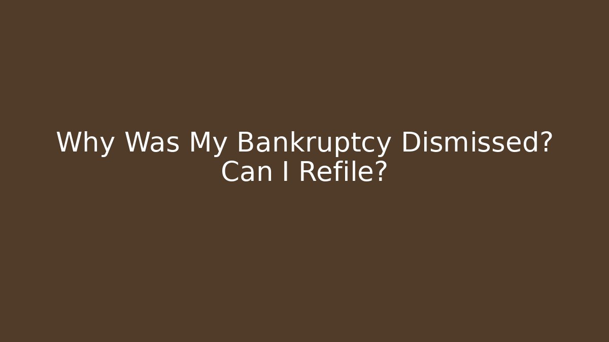Why Was My Bankruptcy Dismissed? Can I Refile?