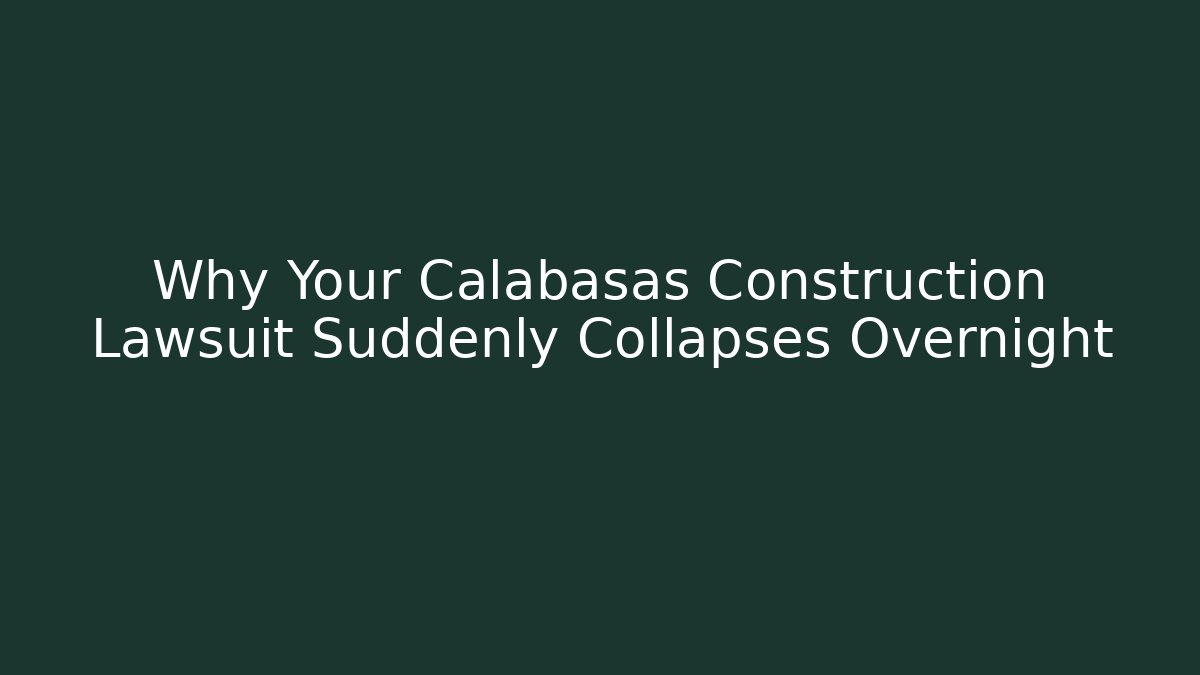Why Your Calabasas Construction Lawsuit Suddenly Collapses Overnight - WealthxGroup