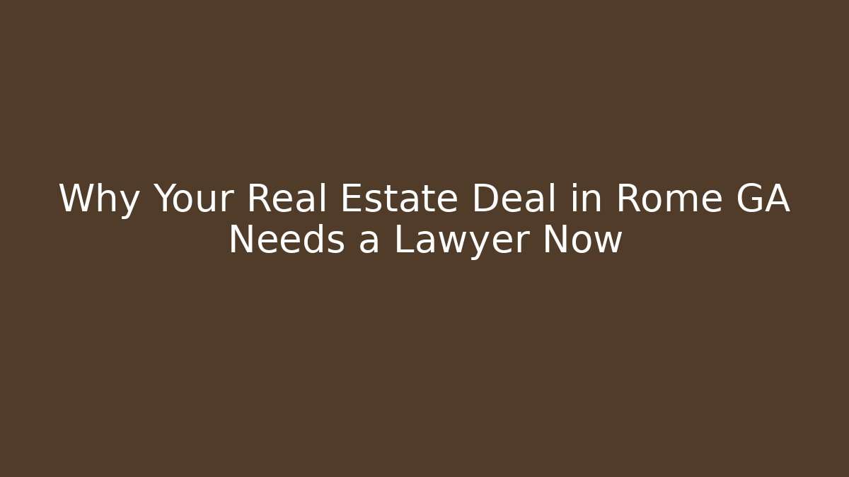 Why Your Real Estate Deal in Rome GA Needs a Lawyer Now