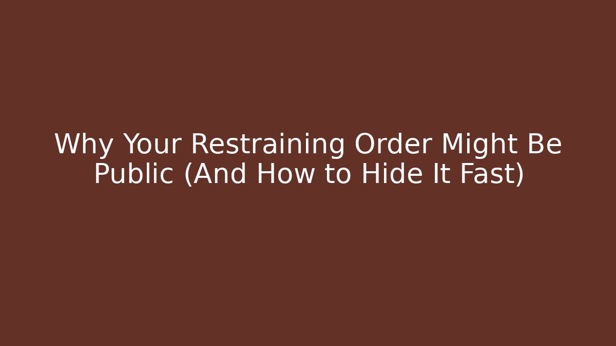 Why Your Restraining Order Might Be Public (And How to Hide It Fast)