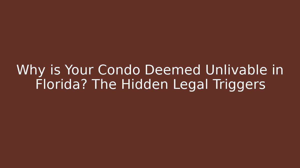 Why is Your Condo Deemed Unlivable in Florida? The Hidden Legal Triggers