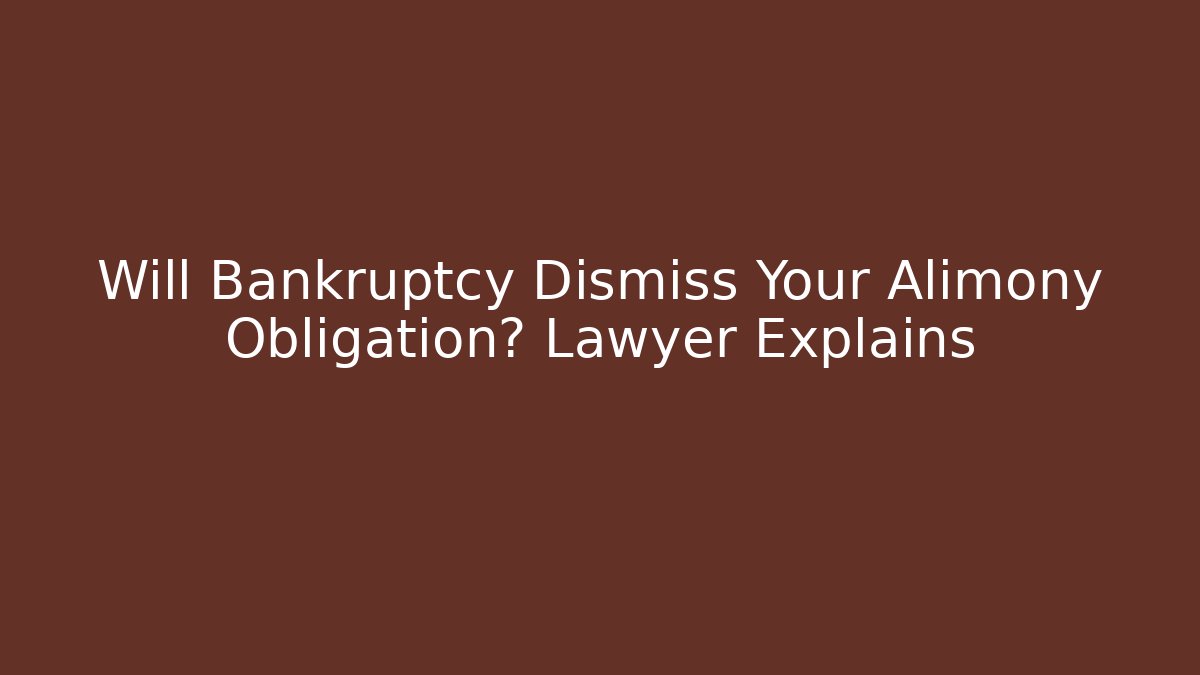 Will Bankruptcy Dismiss Your Alimony Obligation? Lawyer Explains