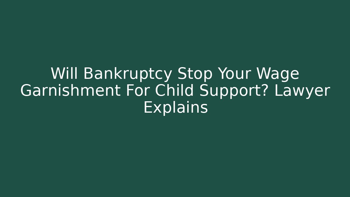 Will Bankruptcy Stop Your Wage Garnishment For Child Support? Lawyer Explains